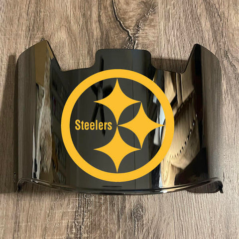 Pittsburgh Steelers Full Size Football Helmet Visor Shield Silver Chrome Mirror w/ Clips - PICK LOGO COLOR