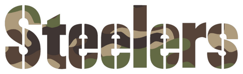 Pittsburgh Steelers Woodland Camo Camouflage Team Name Logo Premium DieCut Vinyl Decal PICK SIZE