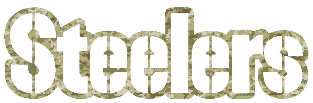 Pittsburgh Steelers Salute to Service Team Name Logo Camouflage Camo Vinyl Decal PICK SIZE