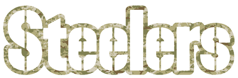 Pittsburgh Steelers Salute to Service Team Name Logo Camouflage Camo Vinyl Decal PICK SIZE