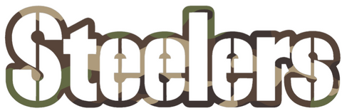 Pittsburgh Steelers Woodland Camo Camouflage Team Name Logo Premium DieCut Vinyl Decal PICK SIZE