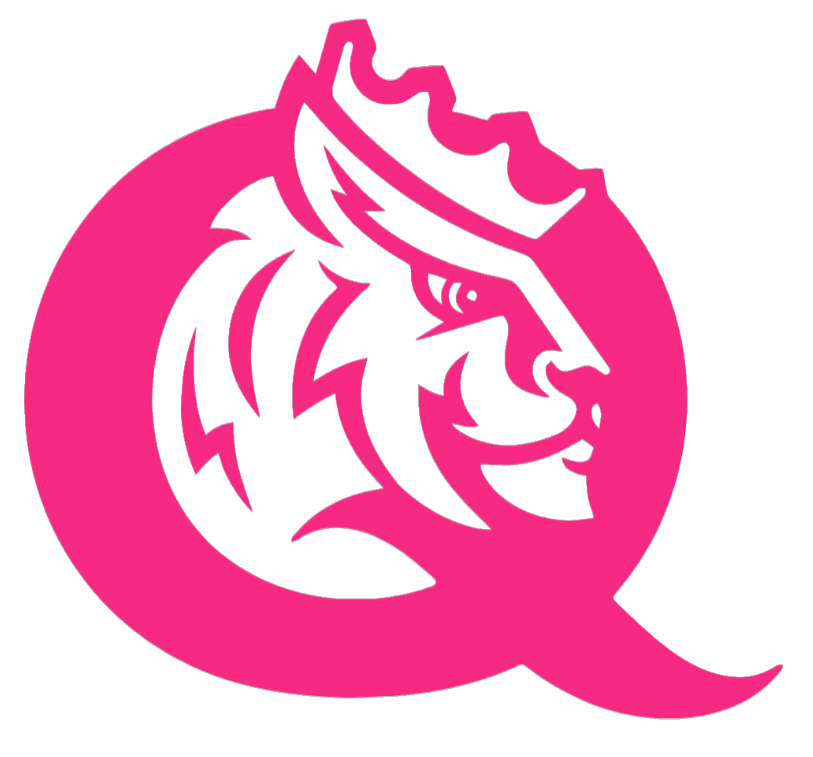 Queens Royals HOT PINK Team Logo Premium DieCut Vinyl Decal PICK SIZE