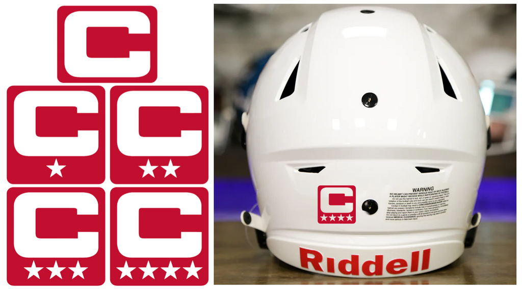 Captain Patch Jersey C Style RED Football Helmet Decal - Perfect for Adult & Youth Full Size Football Helmets