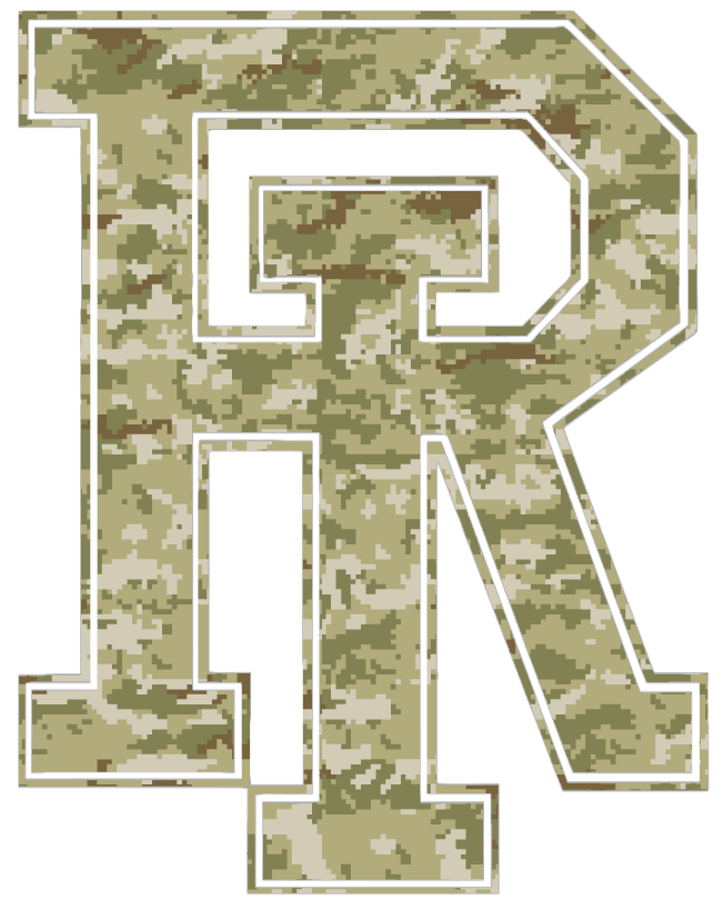 Rhode Island Rams Team Logo Salute to Service Camouflage Camo Vinyl Decal PICK SIZE
