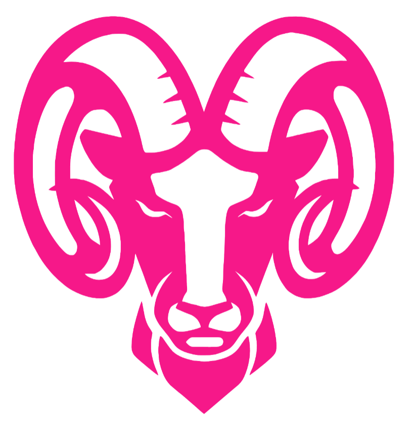 Rhode Island Rams Hot Pink Mascot Logo Premium DieCut Vinyl Decal PICK SIZE