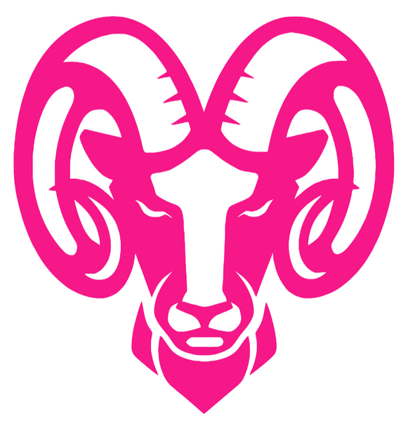 Rhode Island Rams Hot Pink Mascot Logo Premium DieCut Vinyl Decal PICK SIZE