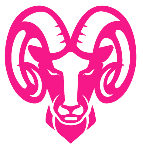 Rhode Island Rams Hot Pink Mascot Logo Premium DieCut Vinyl Decal PICK SIZE