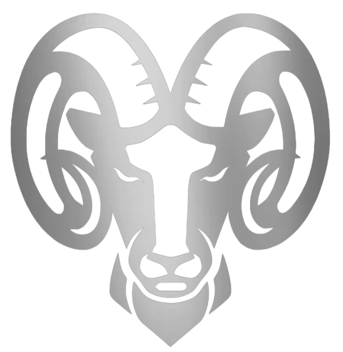 Rhode Island Rams SILVER CHROME MIRROR Mascot Logo Premium DieCut Vinyl Decal PICK SIZE