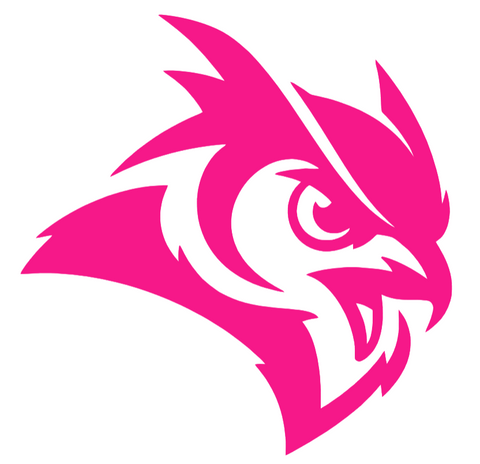 Rice Owls Hot Pink Mascot Logo Premium DieCut Vinyl Decal PICK SIZE
