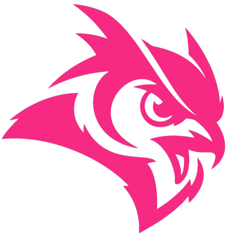 Rice Owls HOT PINK Mascot Logo Premium DieCut Vinyl Decal PICK SIZE