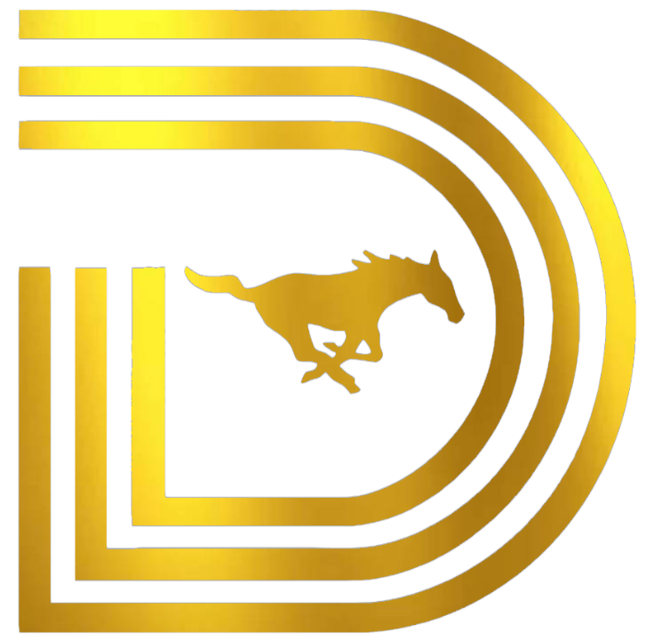 SMU Mustangs GOLD CHROME MIRROR Dallas Logo Premium DieCut Vinyl Decal PICK SIZE