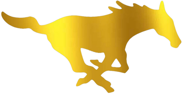 SMU Mustangs GOLD CHROME MIRROR Team Logo Premium DieCut Vinyl Decal PICK SIZE