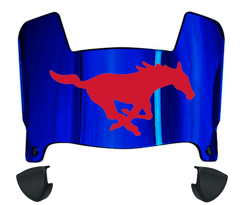 SMU Mustangs Mini Football Helmet Visor Shield w/ Clips - PICK VISOR & LOGO COLOR