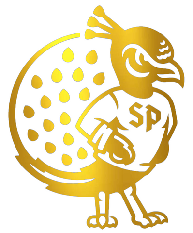 Saint Peters Peacocks GOLD CHROME MIRROR Alternate Logo Premium DieCut Vinyl Decal PICK SIZE