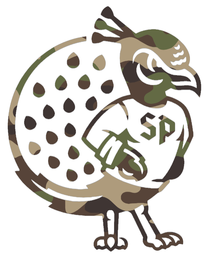 Saint Peters Peacocks Woodland Camo Camouflage Alternate Logo Premium DieCut Vinyl Decal PICK SIZE