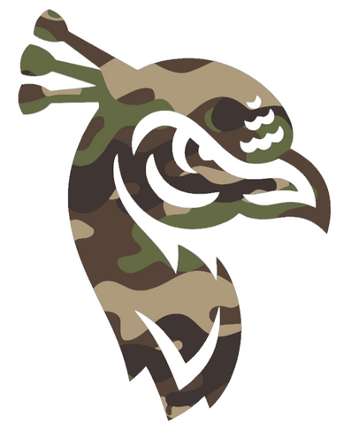 Saint Peters Peacocks Woodland Camo Camouflage Team Logo Premium DieCut Vinyl Decal PICK SIZE