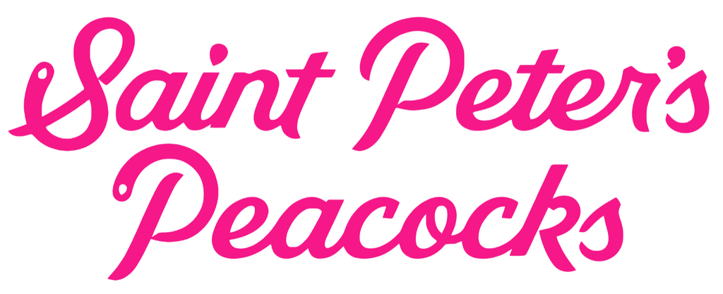 Saint Peters Peacocks Hot Pink Team Name Logo Premium DieCut Vinyl Decal PICK SIZE
