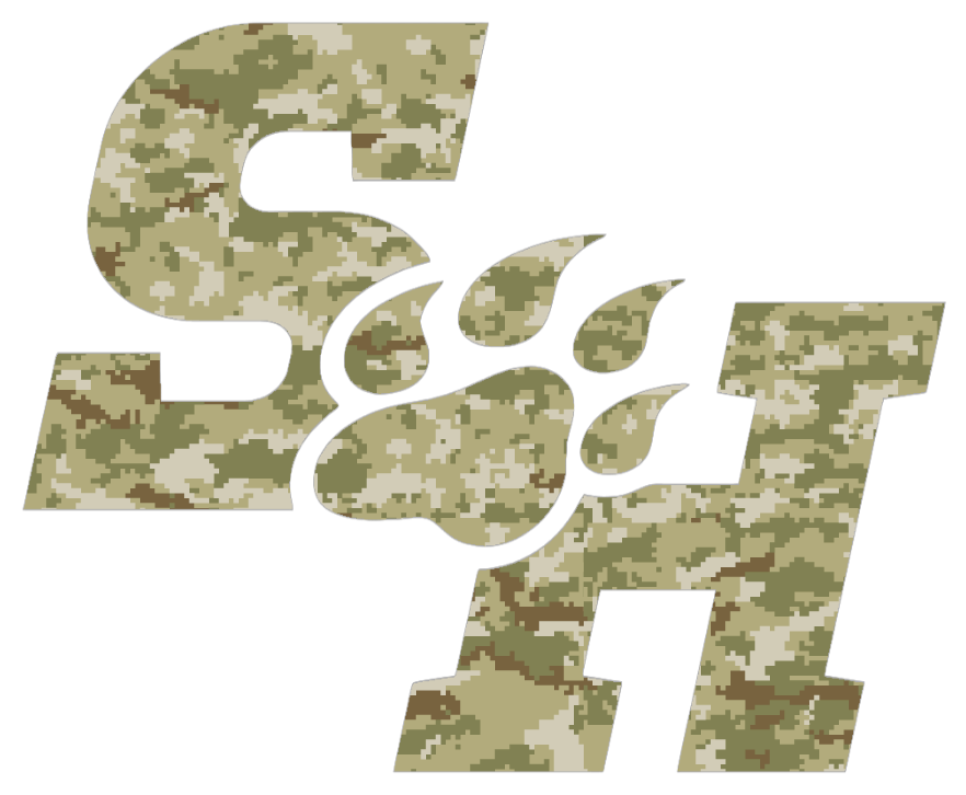 Sam Houston State Bearkats Team Logo Salute to Service Camouflage Camo Vinyl Decal PICK SIZE