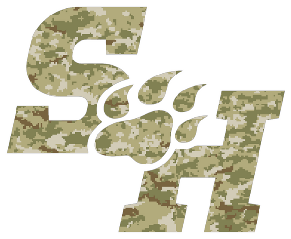 Sam Houston State Bearkats Team Logo Salute to Service Camouflage Camo Vinyl Decal PICK SIZE