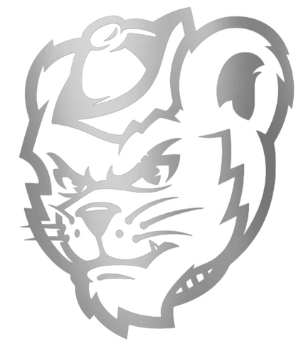 Sam Houston State Bearkats SILVER CHROME MIRROR Mascot Logo Premium DieCut Vinyl Decal PICK SIZE