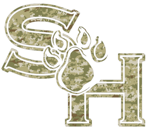 Sam Houston State Bearkats Retro Throwback Logo Salute to Service Camouflage Camo Vinyl Decal PICK SIZE
