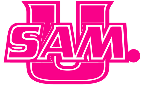 Samford Bulldogs Hot Pink USAM Logo Premium DieCut Vinyl Decal PICK SIZE