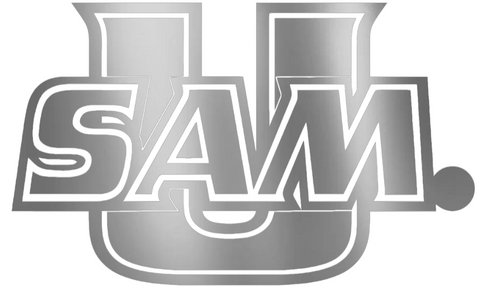 Samford Bulldogs SILVER CHROME MIRROR USAM Logo Premium DieCut Vinyl Decal PICK SIZE
