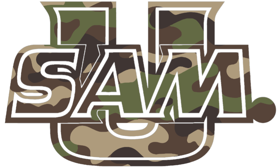 Samford Bulldogs Woodland Camo Camouflage USAM Logo Premium DieCut Vinyl Decal PICK SIZE