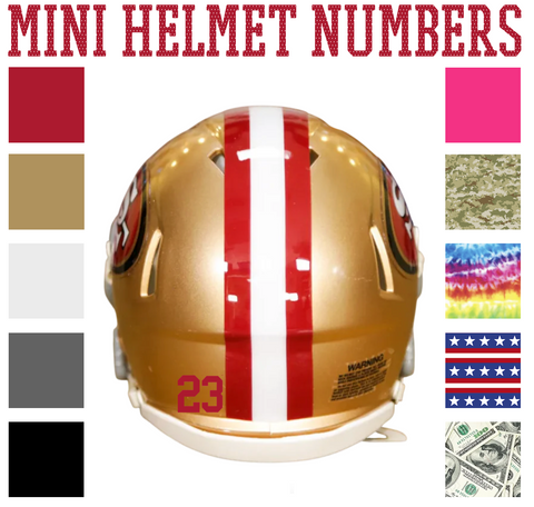 San Fransisco 49ers Jersey Style Vinyl Number Decal Sheet Set of 50 #0-9 - Pick Color & Size