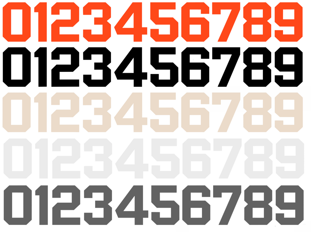 San Francisco Giants Baseball Helmet Jersey Style Vinyl Number Decal Sheet Set of 50 #0-9 - Pick Color & Size