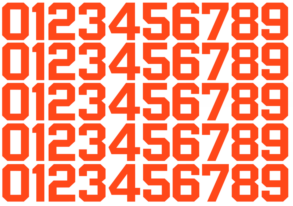 San Francisco Giants Baseball Helmet Jersey Style Vinyl Number Decal Sheet Set of 50 #0-9 - Pick Color & Size