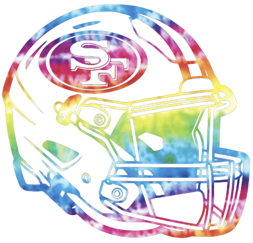 San Francisco 49ers Crucial Catch Cancer Football Helmet Tie Dye Vinyl Decal PICK SIZE