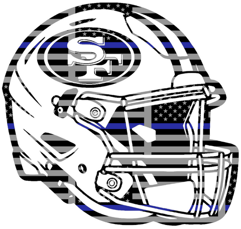 San Francisco 49ers Football Helmet Thin Blue Line American Flag Premium DieCut Vinyl Decal PICK SIZE