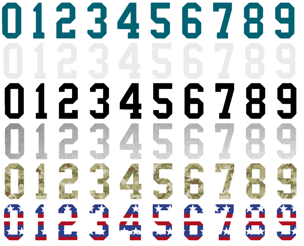 San Jose Sharks Helmet Jersey Style Vinyl Number Decal Sheet Set of 50 #0-9 - Pick Color & Size