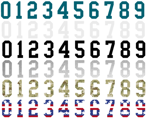 San Jose Sharks Helmet Jersey Style Vinyl Number Decal Sheet Set of 50 #0-9 - Pick Color & Size