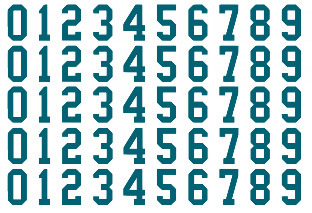 San Jose Sharks Helmet Jersey Style Vinyl Number Decal Sheet Set of 50 #0-9 - Pick Color & Size