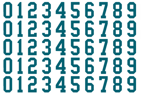 San Jose Sharks Helmet Jersey Style Vinyl Number Decal Sheet Set of 50 #0-9 - Pick Color & Size