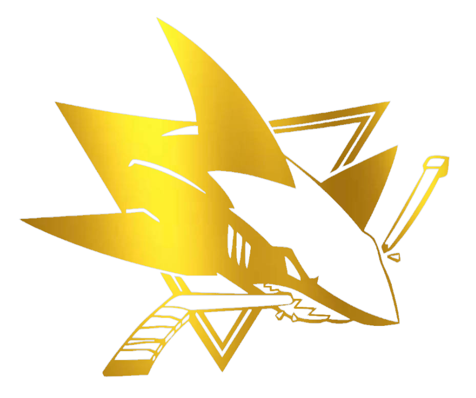 San Jose Sharks GOLD CHROME MIRROR Team Logo Premium DieCut Vinyl Decal PICK SIZE