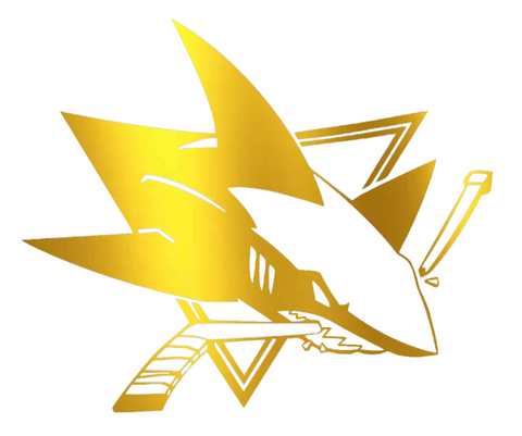 San Jose Sharks GOLD CHROME MIRROR Team Logo Premium DieCut Vinyl Decal PICK SIZE