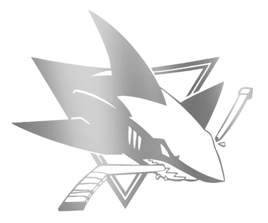 San Jose Sharks SILVER CHROME MIRROR Team Logo Premium DieCut Vinyl Decal PICK SIZE