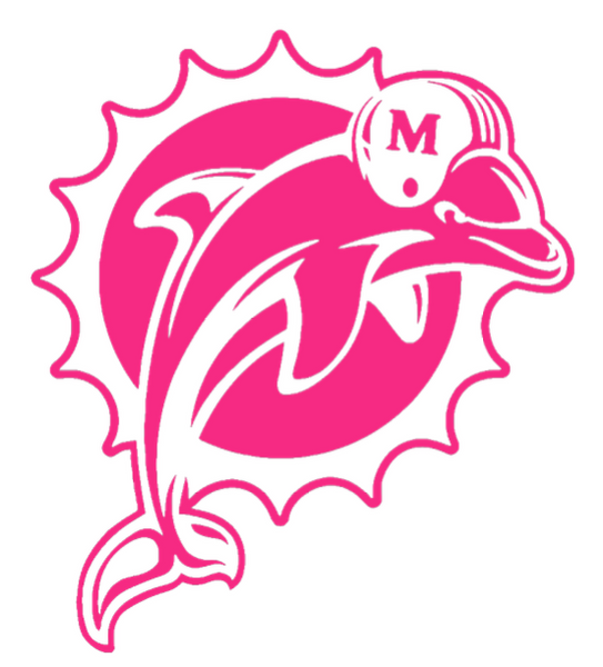 Miami Dolphins Retro Throwback Hot Pink Breast Cancer Awareness Premium DieCut Vinyl Decal PICK SIZE