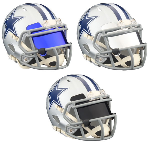Dallas Cowboys Riddell Speed Mini Football Helmet - Build Your Own w/ Custom Color Mini Visor Shield & Color ClipsDallas Cowboys Riddell Speed Mini Football Helmet - Build Your Own w/ Custom Color Mini Visor Shield & Color Clips