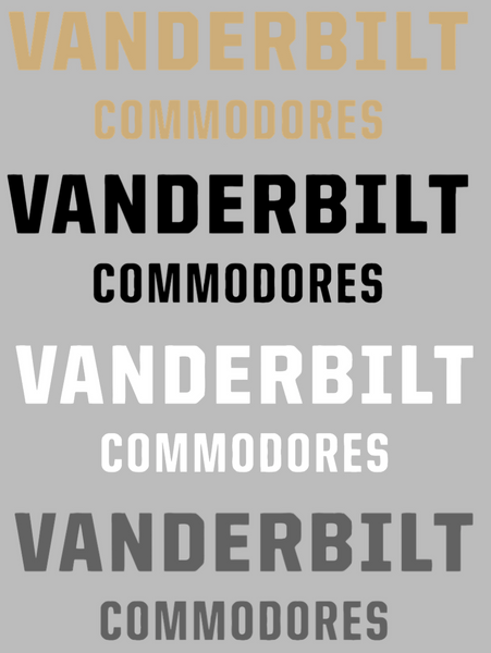 Vanderbilt Commodores Team Name Logo Premium DieCut Vinyl Decal PICK COLOR & SIZE