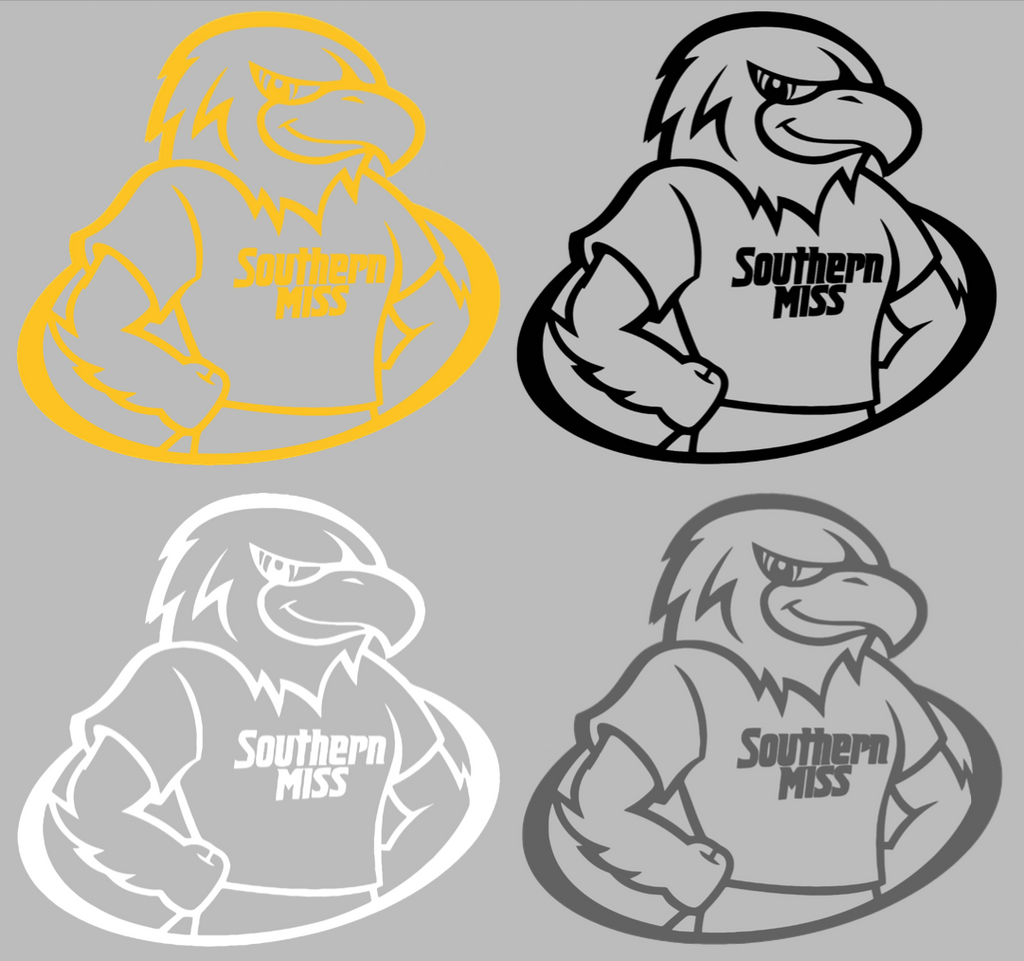 Southern Miss Mississippi Golden Eagles Seymour Mascot Premium DieCut Vinyl Decal PICK COLOR & SIZE