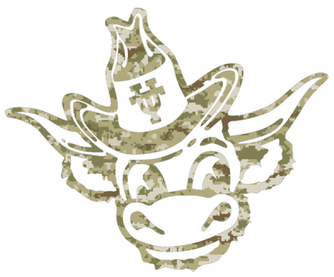 Texas Longhorns Bevo Mascot Salute to Service Camouflage Camo Vinyl Decal PICK SIZE