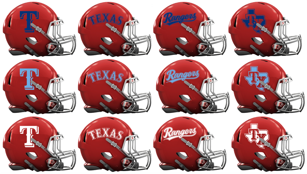 Texas Rangers Custom Concept Red Mini Riddell Speed Football Helmet