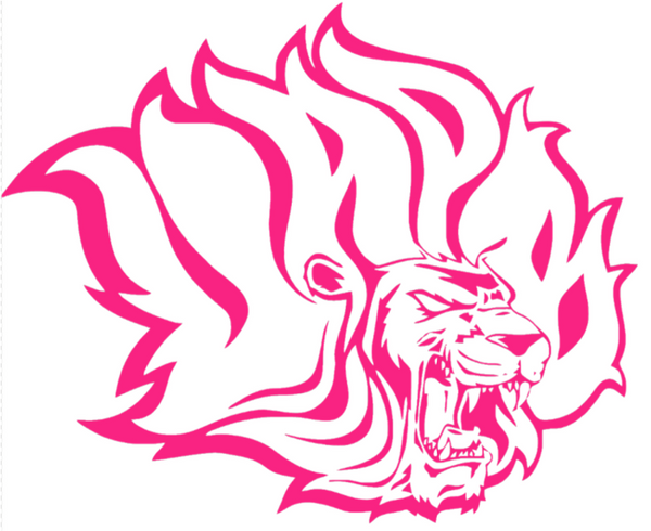 Arkansas Pine Bluff Golden Lions HOT PINK Team Logo Premium DieCut Vinyl Decal PICK SIZE