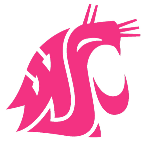 Washington State Cougars HOT PINK Team Logo Premium DieCut Vinyl Decal PICK SIZE