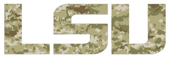 LSU Tigers Team Name Logo Salute to Service Camouflage Camo Vinyl Decal PICK SIZE