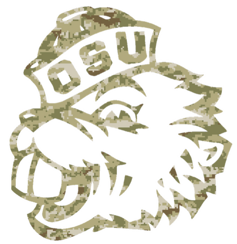 Oregon State Beavers Mascot Logo Salute to Service Camouflage Camo Vinyl Decal PICK SIZE